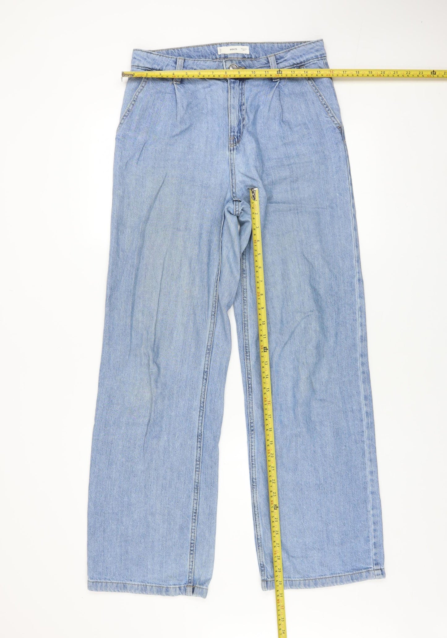 MNG Women's Blue Wide-Leg Relaxed Fit Denim Jeans Size 6