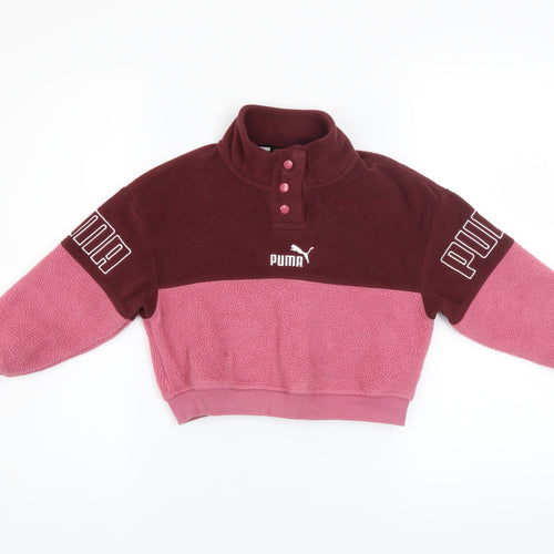Puma Girls Pink Colourblock Fleece Pullover Sweatshirt 7-8 Years