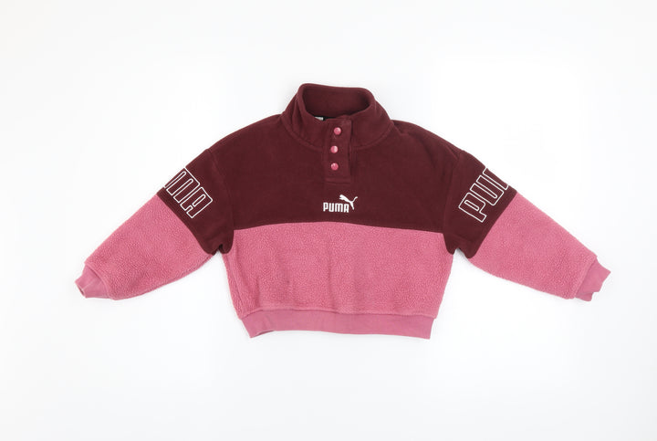 Puma Girls Pink Colourblock Fleece Pullover Sweatshirt 7-8 Years