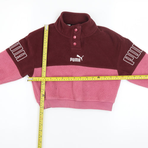 Puma Girls Pink Colourblock Fleece Pullover Sweatshirt 7-8 Years