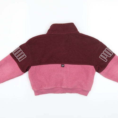 Puma Girls Pink Colourblock Fleece Pullover Sweatshirt 7-8 Years