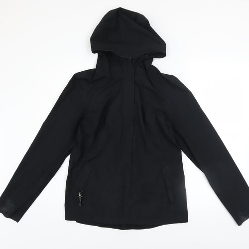32 Degrees Women Black Water Resistant Hooded Rain Jacket Size S
