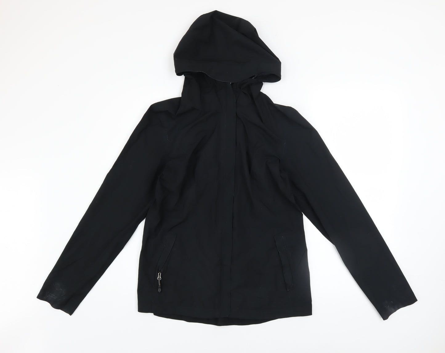 32 Degrees Women Black Water Resistant Hooded Rain Jacket Size S