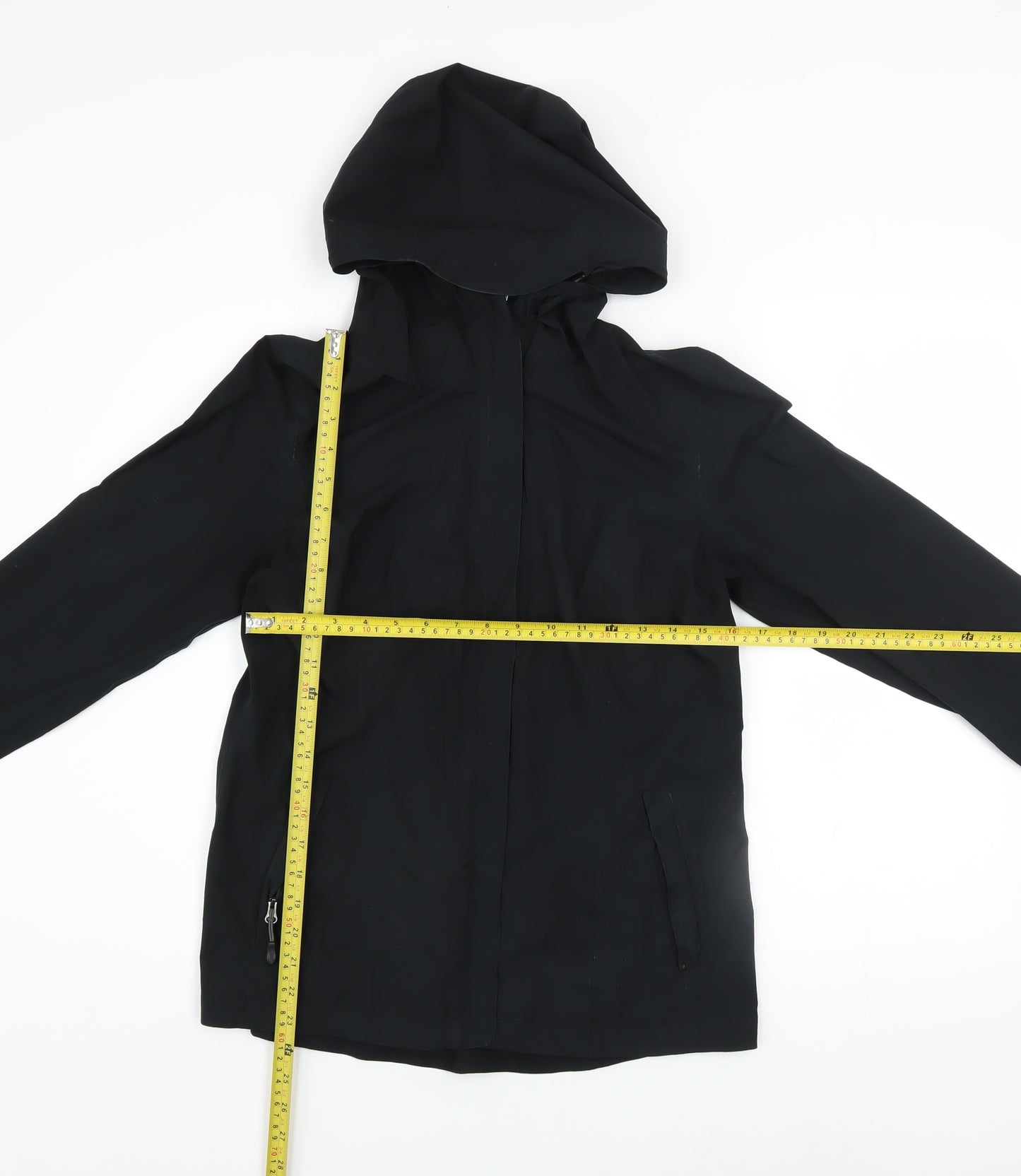 32 Degrees Women Black Water Resistant Hooded Rain Jacket Size S
