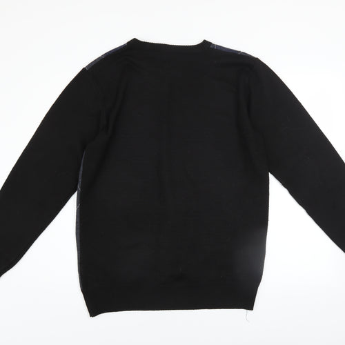 Propeller Men's Black Argyle Pullover Jumper Size M Crew Neck Knit