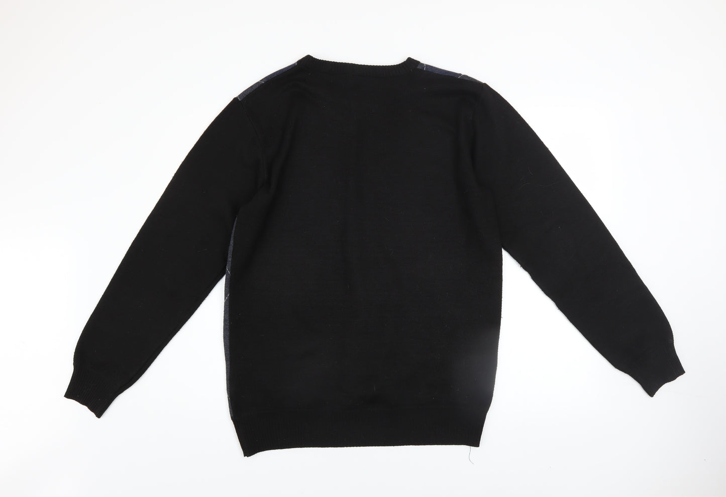Propeller Men's Black Argyle Pullover Jumper Size M Crew Neck Knit