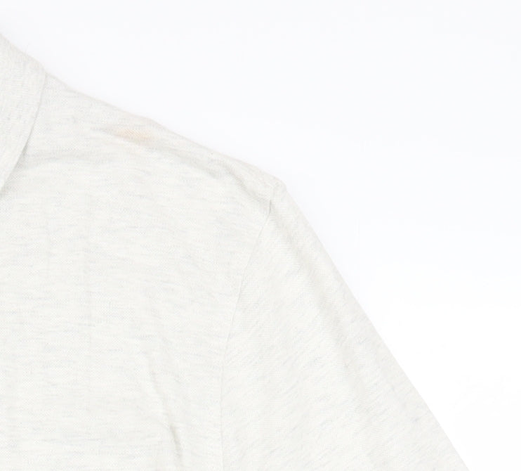 Marks and Spencer Mens White XL Long Sleeve Cotton Polo Shirt