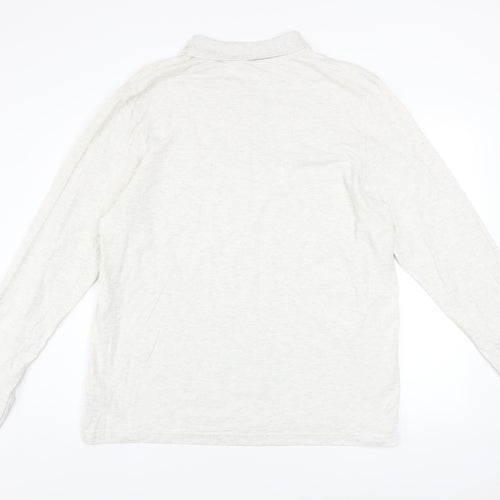 Marks and Spencer Men’s Ivory Cotton Long Sleeve Polo Shirt XL Regular Fit