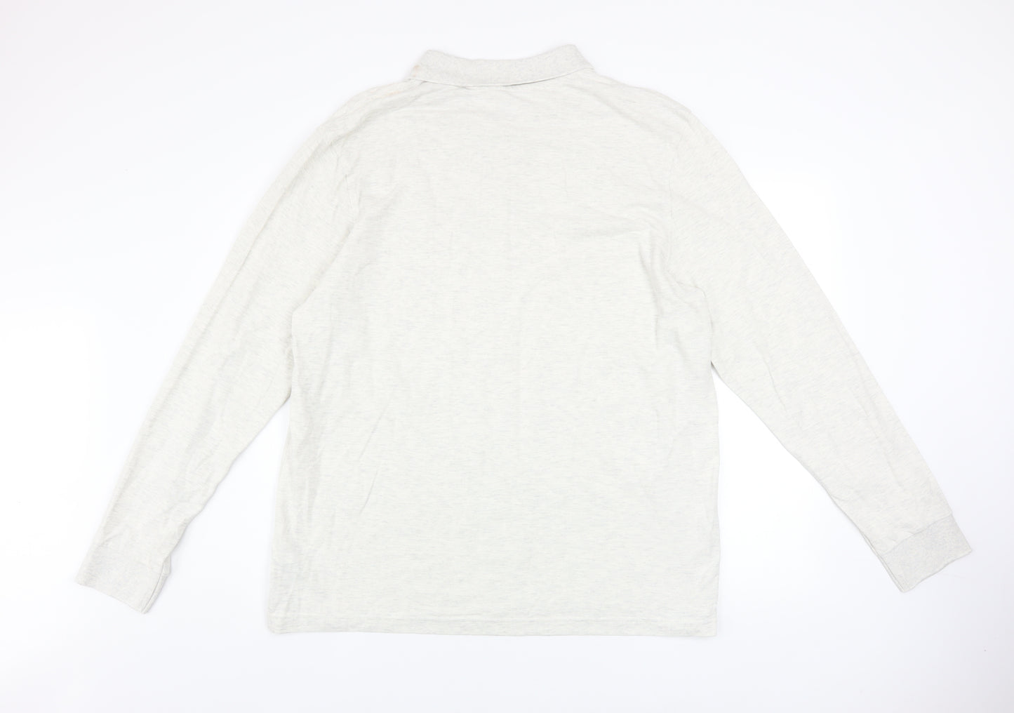 Marks and Spencer Men’s Ivory Cotton Long Sleeve Polo Shirt XL Regular Fit