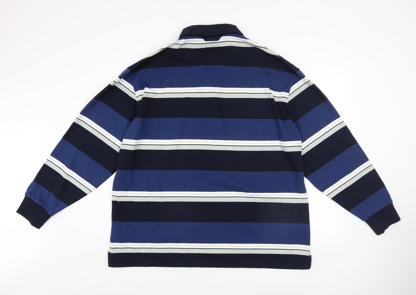 Marks and Spencer Men Blue Striped Collared Rugby Style Sweatshirt XL