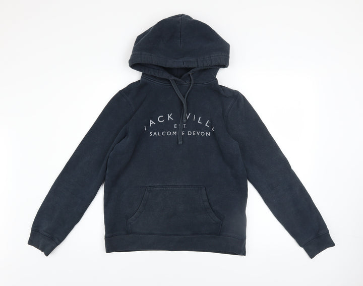Jack Wills Womens Navy Pullover Hoodie UK 10 Cotton Blend Lined