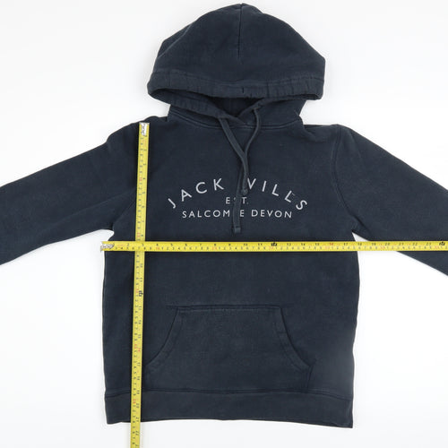 Jack Wills Womens Navy Pullover Hoodie UK 10 Cotton Blend Lined