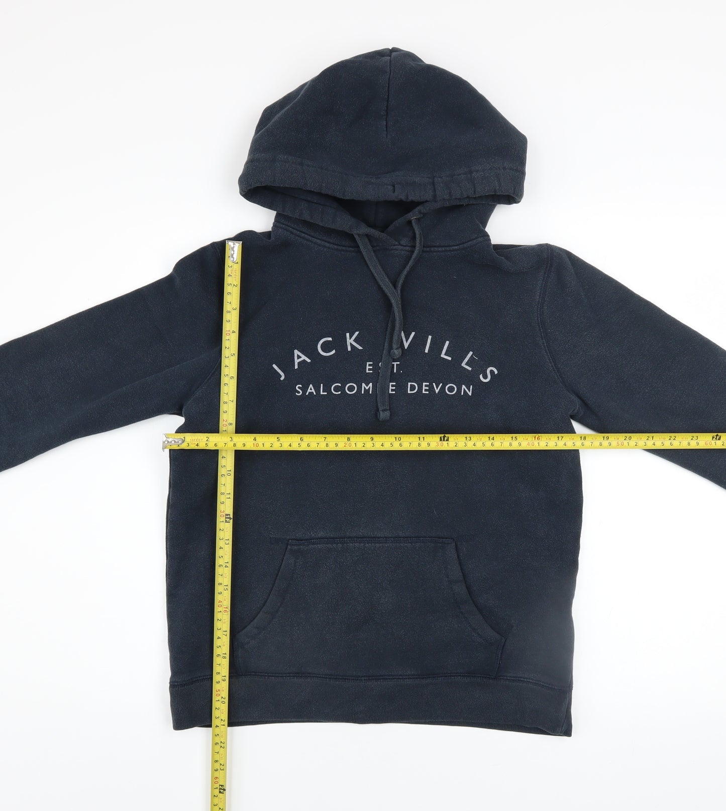 Jack Wills Womens Navy Pullover Hoodie UK 10 Cotton Blend Lined