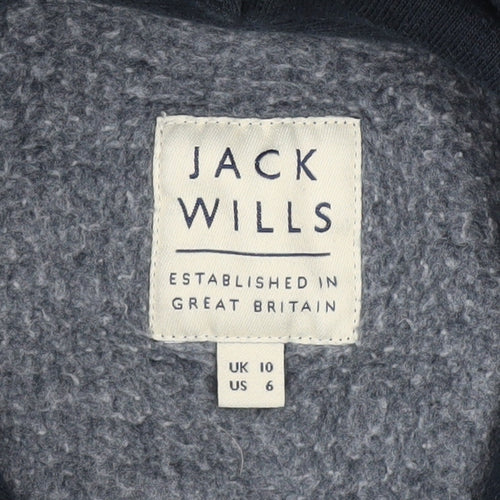 Jack Wills Womens Navy Pullover Hoodie UK 10 Cotton Blend Lined