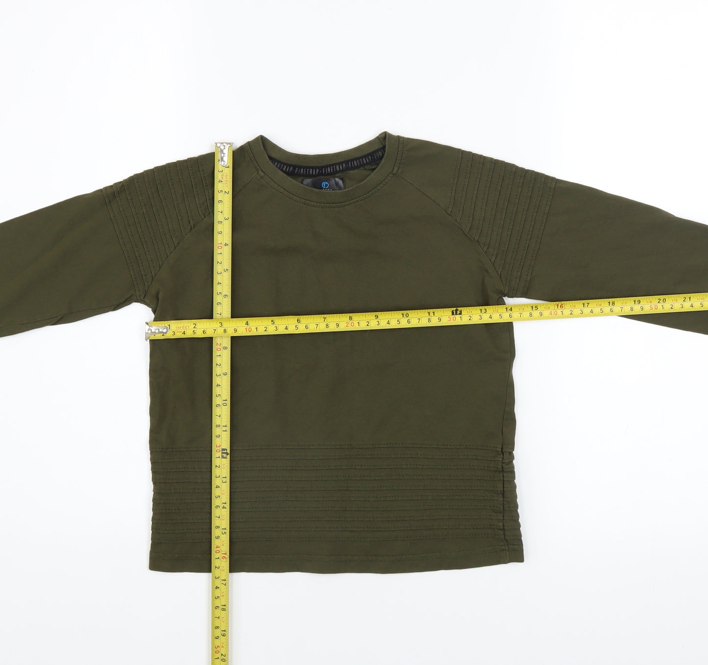 Firetrap Boys Green Long Sleeve Cotton T-Shirt 7-8 Years