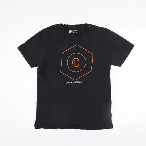Jack & Jones Men's Black Core Graphic Print T-Shirt Size M