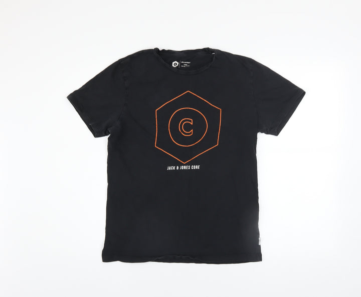 Jack & Jones Men's Black Core Graphic Print T-Shirt Size M