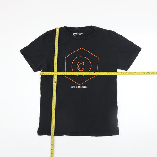 Jack & Jones Men's Black Core Graphic Print T-Shirt Size M