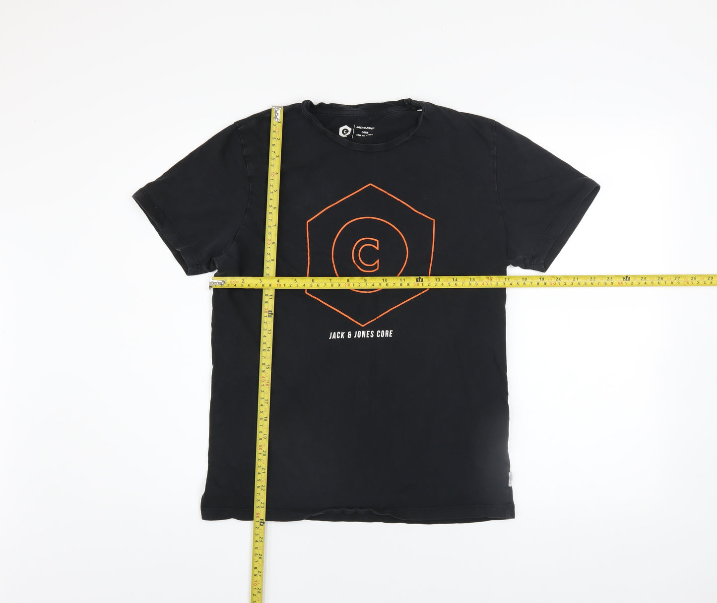 Jack & Jones Men's Black Core Graphic Print T-Shirt Size M