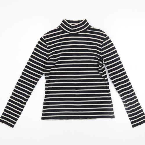 Laura Ashley Women’s Black & White Striped Roll Neck Top UK 10