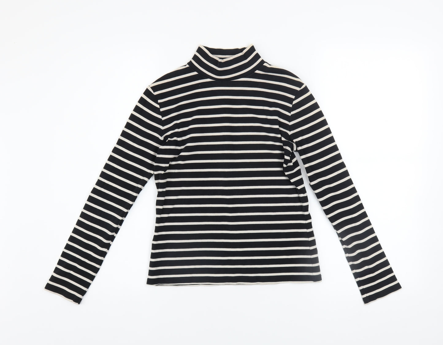 Laura Ashley Women’s Black & White Striped Roll Neck Top UK 10