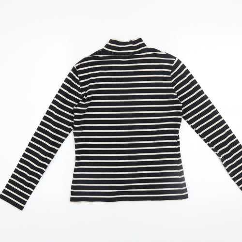 Laura Ashley Women’s Black & White Striped Roll Neck Top UK 10