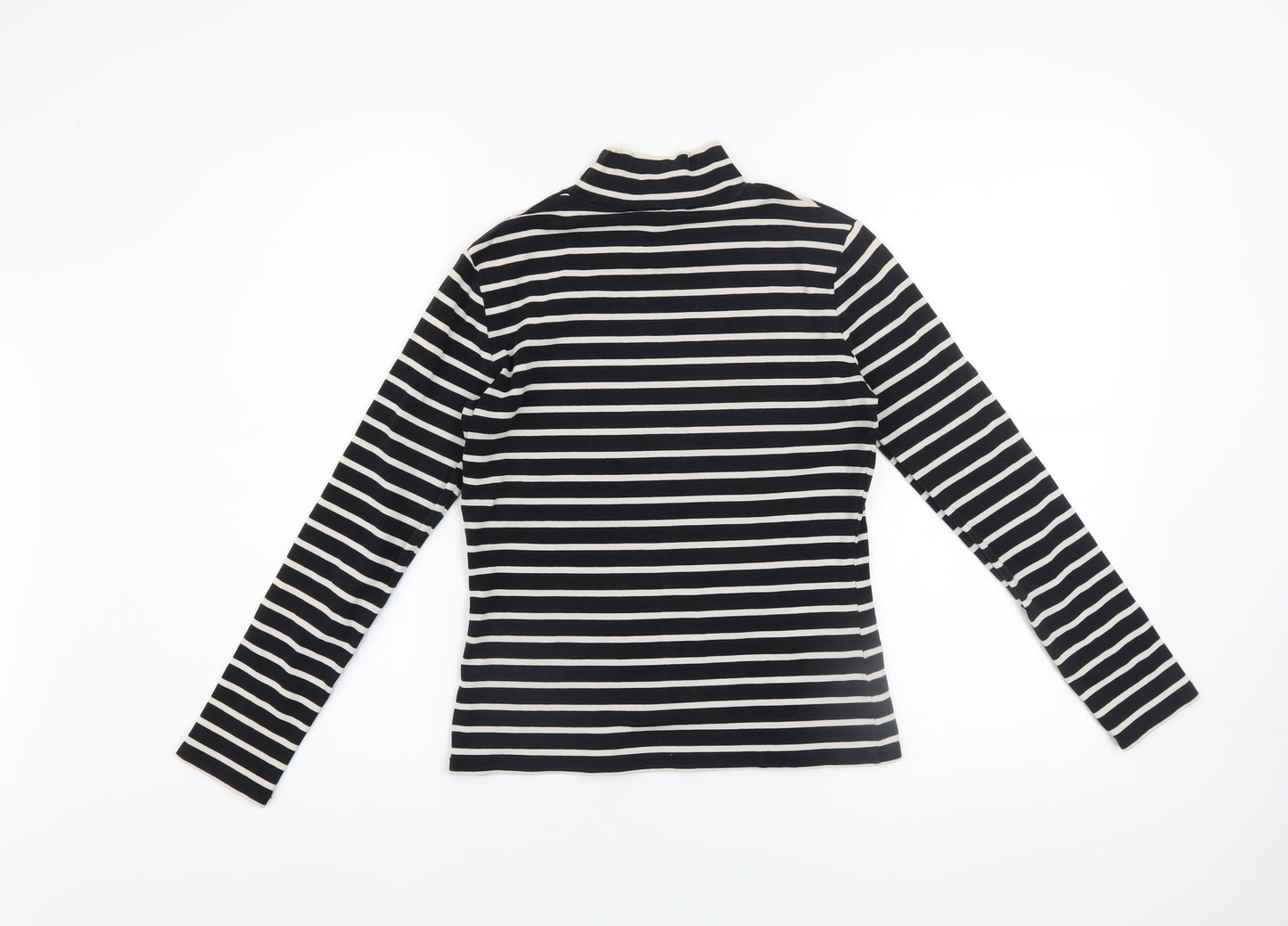 Laura Ashley Women’s Black & White Striped Roll Neck Top UK 10