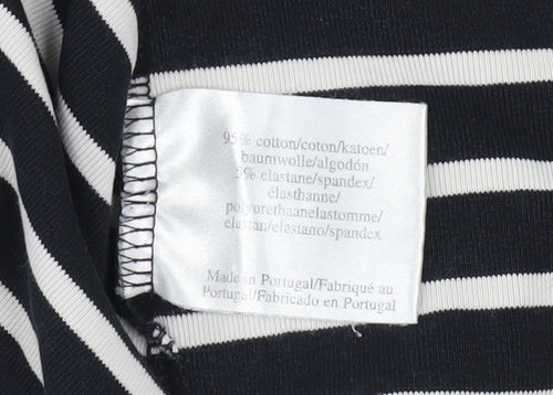 Laura Ashley Women’s Black & White Striped Roll Neck Top UK 10