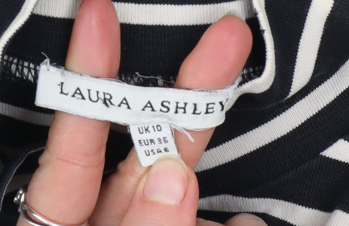 Laura Ashley Women’s Black & White Striped Roll Neck Top UK 10