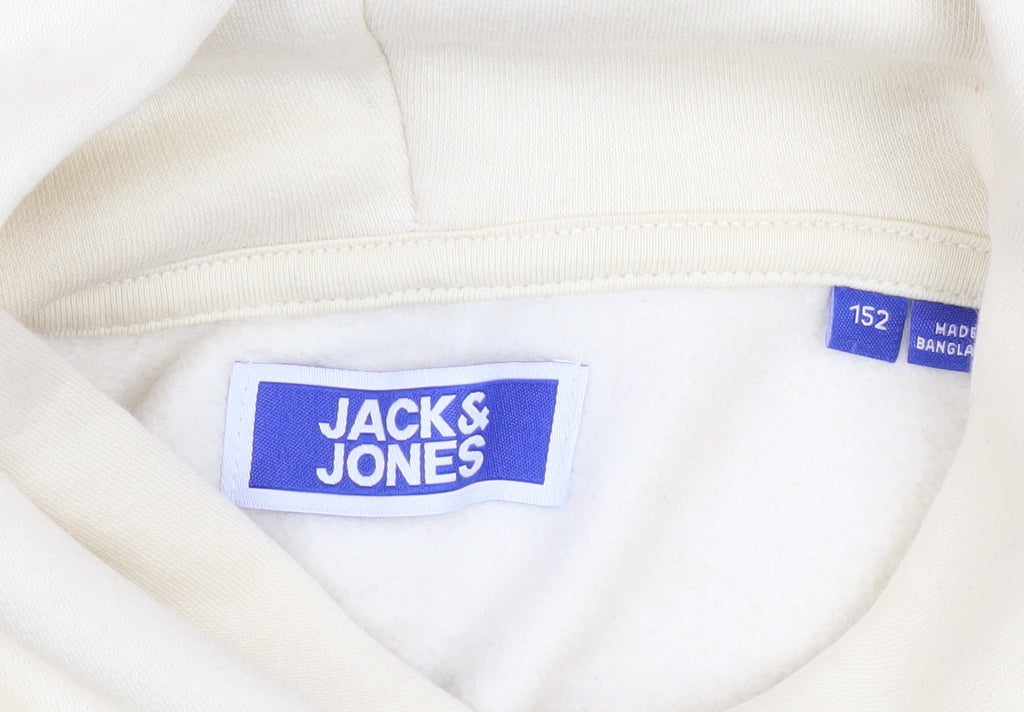 Jack & Jones Boys Beige Pullover Hoodie 12 Years Graphic Print Fleece