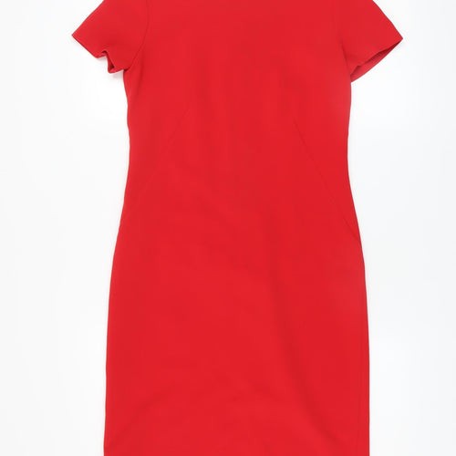 De Facto Women's Red Sheath Dress Size 8 Short Sleeve Knee Length