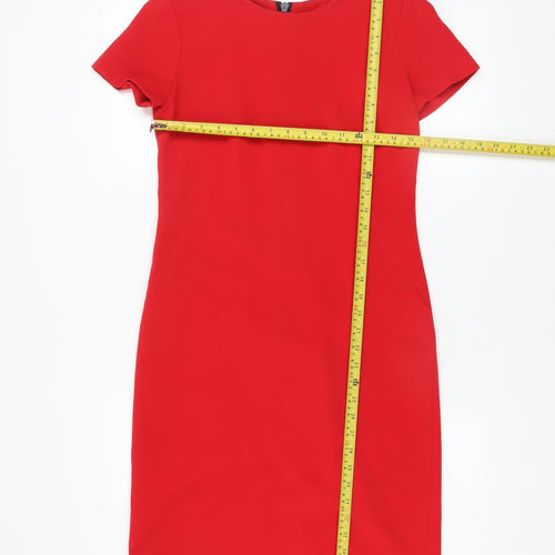 De Facto Women's Red Sheath Dress Size 8 Short Sleeve Knee Length