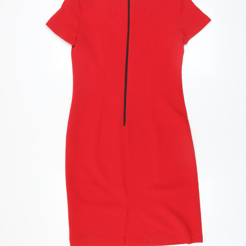 De Facto Women's Red Sheath Dress Size 8 Short Sleeve Knee Length