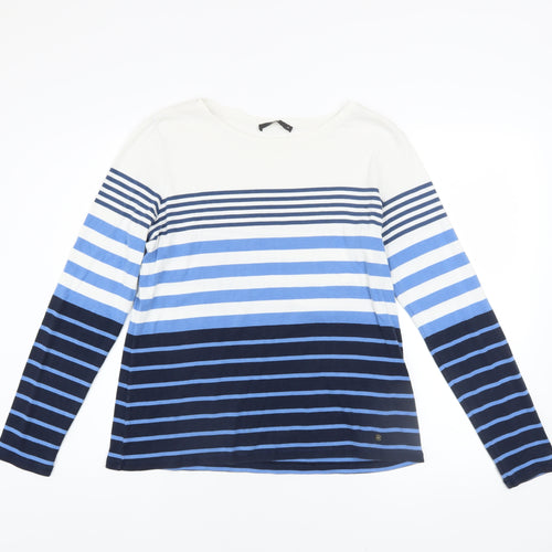 Brax Women’s Multicoloured Striped Cotton Long Sleeve T-Shirt Size 14