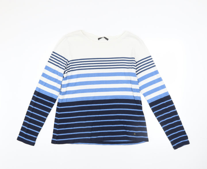 Brax Women’s Multicoloured Striped Cotton Long Sleeve T-Shirt Size 14