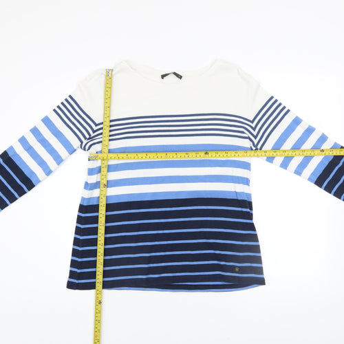Brax Women’s Multicoloured Striped Cotton Long Sleeve T-Shirt Size 14