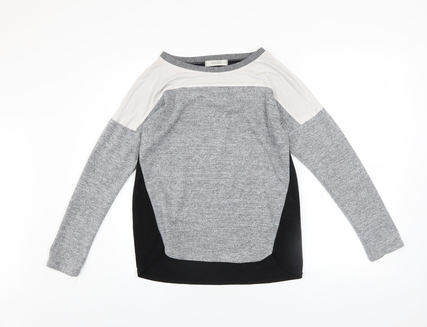 Oasis Womens Grey Colourblock Pullover Sweatshirt XS