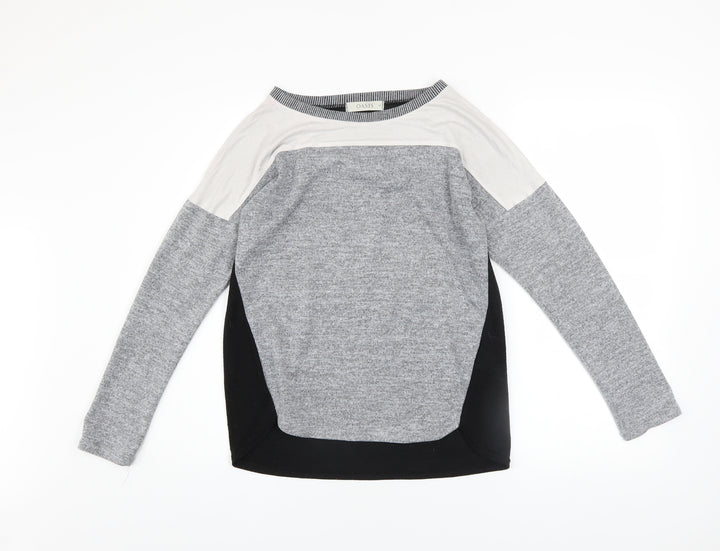 Oasis Womens Grey Colourblock Pullover Sweatshirt XS