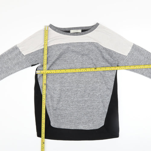 Oasis Womens Grey Colourblock Pullover Sweatshirt XS