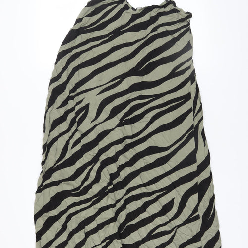 GEF Women’s Green Zebra Print Midi Slip Dress Size M