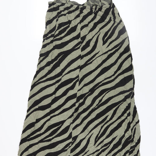 GEF Women’s Green Zebra Print Midi Slip Dress Size M