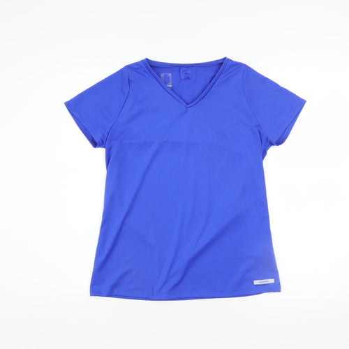 Decathlon Women Blue XS V-Neck Lightweight Polyester Active T-Shirt