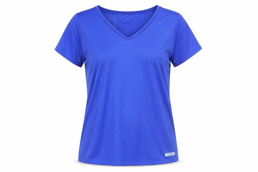 Decathlon Women Blue XS V-Neck Lightweight Polyester Active T-Shirt