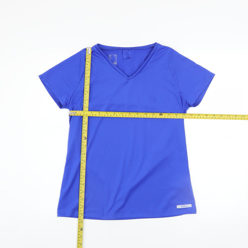 Decathlon Women Blue XS V-Neck Lightweight Polyester Active T-Shirt