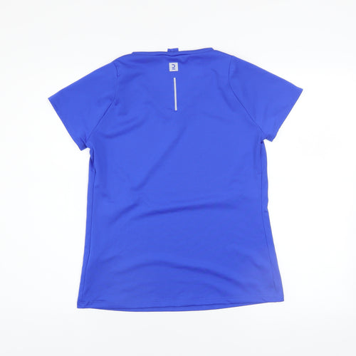 Decathlon Women Blue XS V-Neck Lightweight Polyester Active T-Shirt