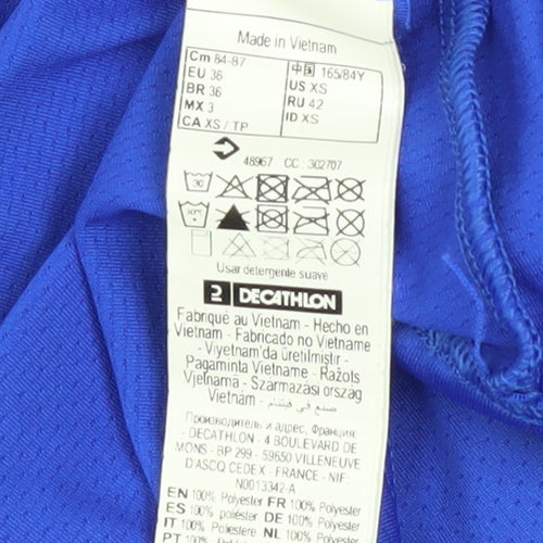 Decathlon Women Blue XS V-Neck Lightweight Polyester Active T-Shirt