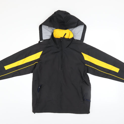 Liston Boys Black Yellow Hooded Anorak Jacket 10-11 Years Polyester Lined