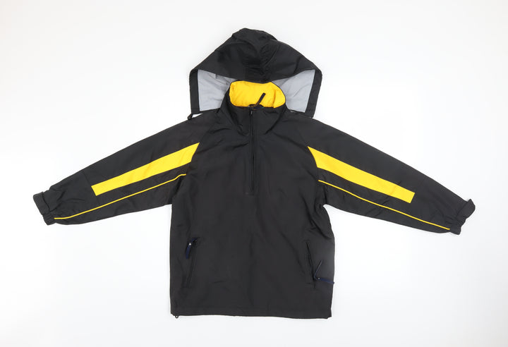Liston Boys Black Yellow Hooded Anorak Jacket 10-11 Years Polyester Lined