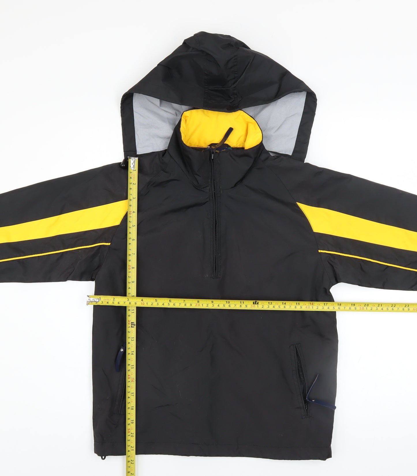 Liston Boys Black Yellow Hooded Anorak Jacket 10-11 Years Polyester Lined