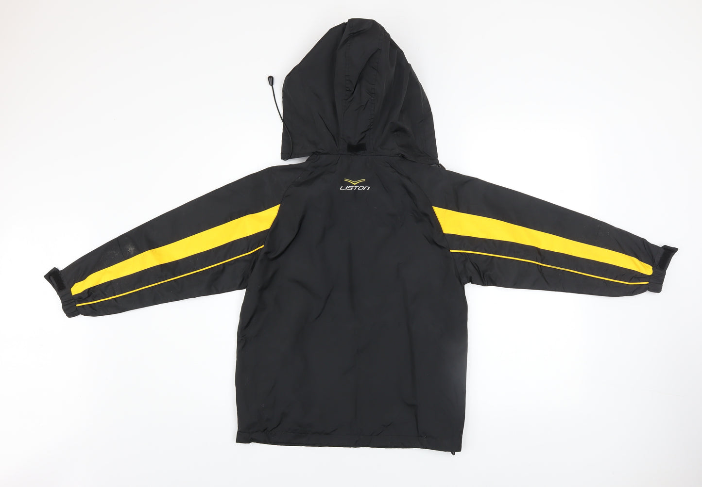 Liston Boys Black Yellow Hooded Anorak Jacket 10-11 Years Polyester Lined
